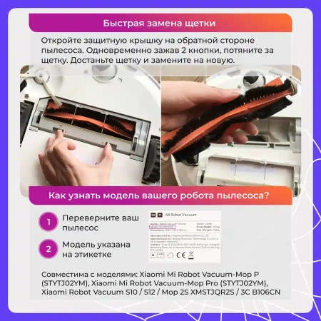Основная щетка для робота-пылесоса Xiaomi Mi Robot Vacuum-Mop P (STYTJ02YM)